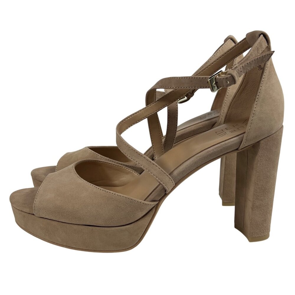 Naturalizer Womens Melody Taupe Suede Strappy Platform Heels Size 11M